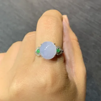 Icy Lavender Natural Jadeite Cabochon Ring — S925 Silver · No. 7688