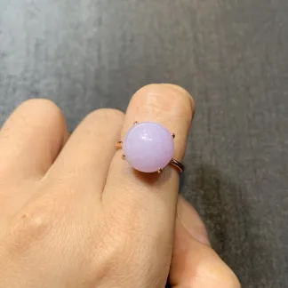 Lavender Natural Jadeite Cabochon Ring — S925 Silver · No. CAB6