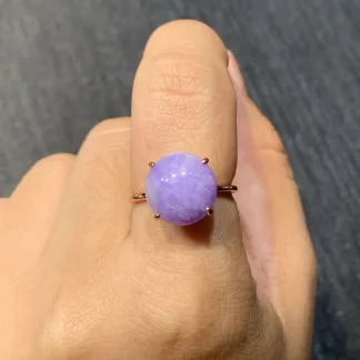 Lavender Natural Jadeite Cabochon Ring — S925 Silver · No. 1661