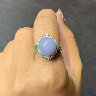 Lavender Natural Jadeite Cabochon Ring — S925 Silver · No. EDDA