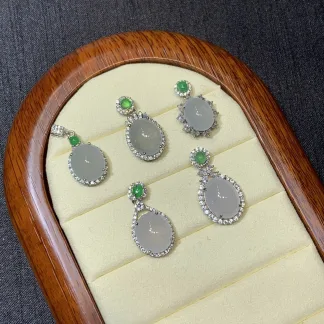 High-Icy Glowing Natural Jadeite Cabochon Pendant — S925 Silver · No. 28AA