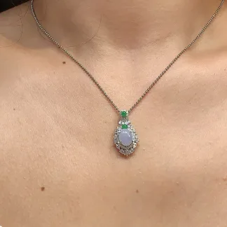 Icy Lavender Natural Jadeite Cabochon Pendant — S925 Silver · No. CA51