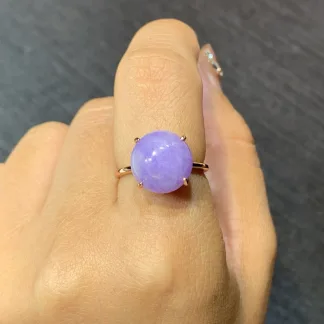 Lavender Natural Jadeite Cabochon Ring — S925 Silver · No. C862