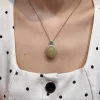 Icy Honey Yellow Natural Jadeite Cabochon Pendant — S925 Silver · No. 16A0