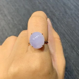 Lavender Natural Jadeite Cabochon Ring — S925 Silver · No. F7FC