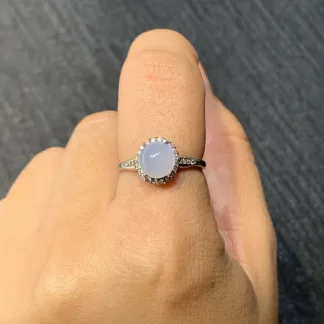 Icy Lavender Natural Jadeite Cabochon Ring — S925 Silver · No. 1227