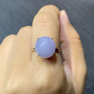 Icy Lavender Natural Jadeite Cabochon Ring — S925 Silver · No. 246A