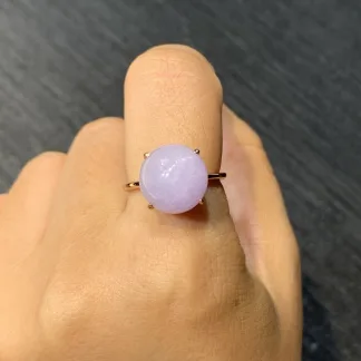 Lavender Natural Jadeite Cabochon Ring — S925 Silver · No. 11F3