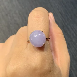 Lavender Natural Jadeite Cabochon Ring — S925 Silver · No. 1A31