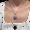 Deep Lavender Natural Jadeite Cabochon Pendant — S925 Silver · No. 2518