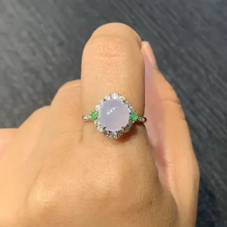 Icy Lavender Natural Jadeite Cabochon Ring — S925 Silver · No. A625