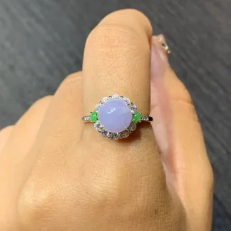 Lavender Natural Jadeite Cabochon Ring — S925 Silver · No. 904A