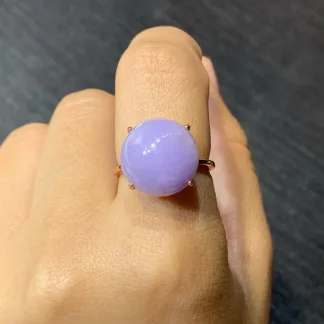 Lavender Natural Jadeite Cabochon Ring — S925 Silver · No. 6F8E