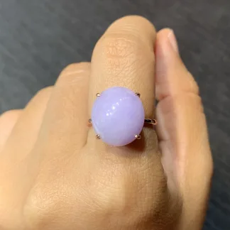 Lavender Natural Jadeite Cabochon Ring — S925 Silver · No. 97B6