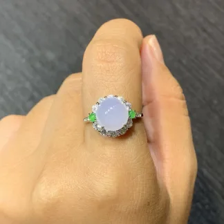 Lavender Natural Jadeite Cabochon Ring — S925 Silver · No. 167B