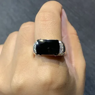 High-Icy Dark Green Saddle Natural Jadeite Ring — S925 Silver · No. A42B
