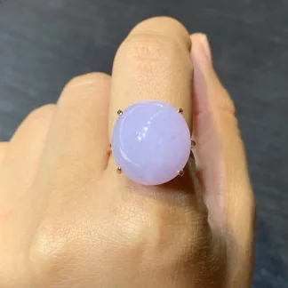 Lavender Natural Jadeite Cabochon Ring — S925 Silver · No. DE86