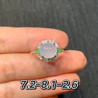 Icy Pink-Lavender Natural Jadeite Cabochon Ring — S925 Silver · No. D13C