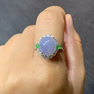 Lavender Natural Jadeite Cabochon Ring — S925 Silver · No. 26B1