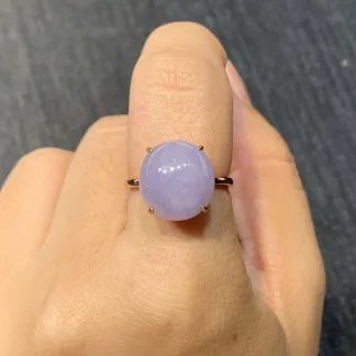 Lavender Natural Jadeite Cabochon Ring — S925 Silver · No. F1EC