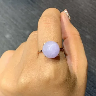 Lavender Natural Jadeite Cabochon Ring — S925 Silver · No. 64ED