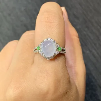 Icy Lavender Natural Jadeite Jewelry Set — S925 Silver · No. 72C1