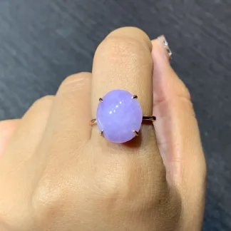 Lavender Natural Jadeite Cabochon Ring — S925 Silver · No. A199