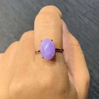 Lavender Natural Jadeite Cabochon Ring — S925 Silver · No. FCB3