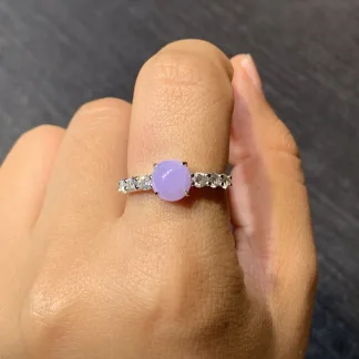 Lavender Natural Jadeite Cabochon Ring — S925 Silver · No. 958B
