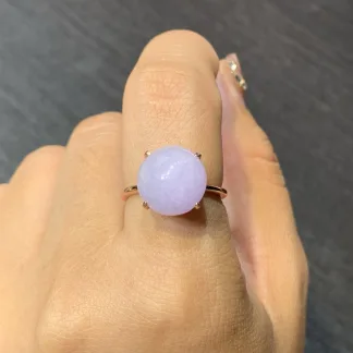 Lavender Natural Jadeite Cabochon Ring — S925 Silver · No. EE14