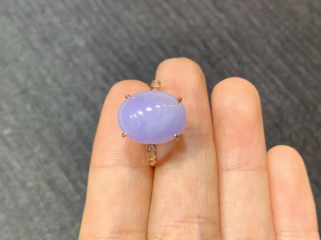 Lavender Natural Jadeite Cabochon Ring — S925 Silver · No. 2816 (photo 3)