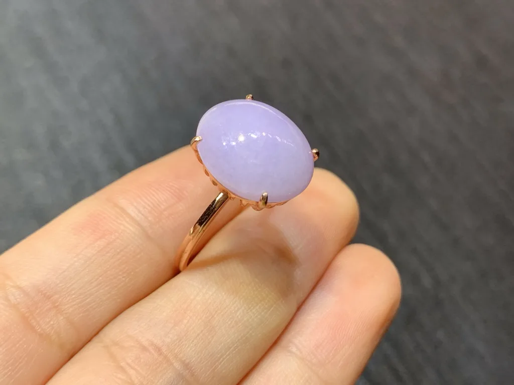 Lavender Natural Jadeite Cabochon Ring — S925 Silver · No. 4DF6 (photo 4)