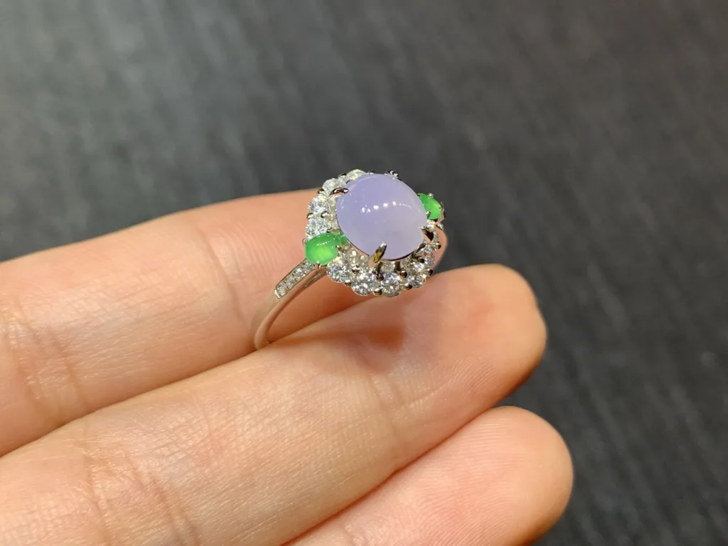 High-Icy Lavender Natural Jadeite Cabochon Ring — S925 Silver · No. 70D6 (photo 4)