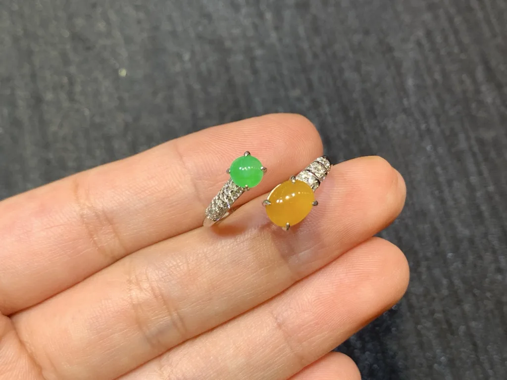 High-Icy Yellow and Green Natural Jadeite Cabochon Ring — S925 Silver · No. 891F (photo 2)