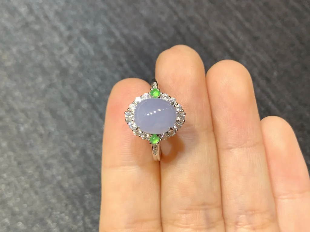 Lavender Natural Jadeite Cabochon Ring — S925 Silver · No. DC5B (photo 3)