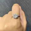 Icy Glowing Natural Jadeite Cabochon Ring — S925 Silver · No. 0D27 (photo 5)