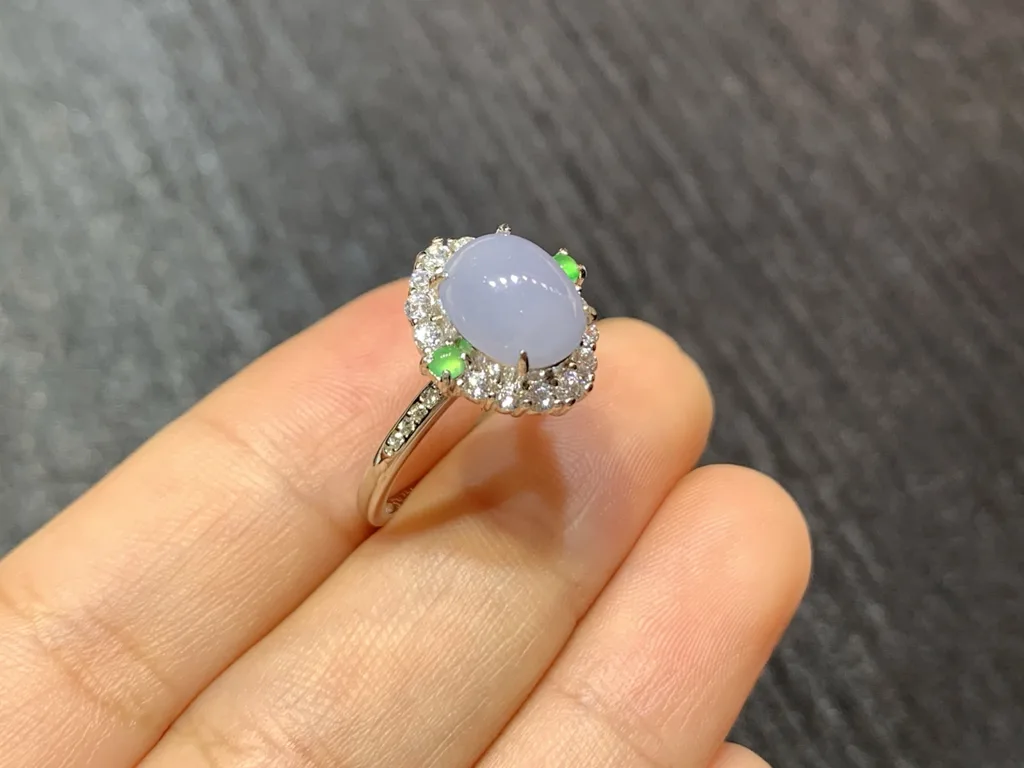 Lavender Natural Jadeite Cabochon Ring — S925 Silver · No. DC5B (photo 4)