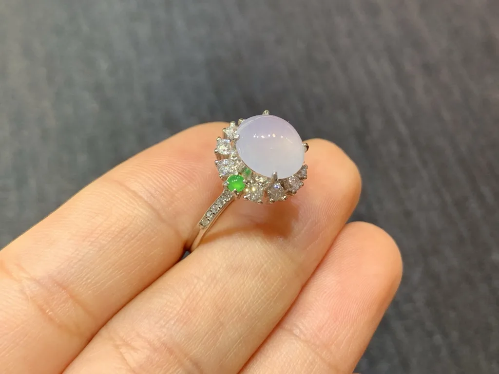 High-Icy Lavender Natural Jadeite Cabochon Ring — S925 Silver · No. 8EA3 (photo 4)