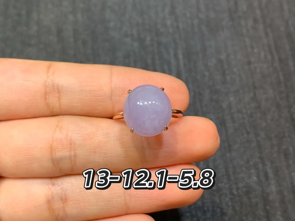 Lavender Natural Jadeite Cabochon Ring — S925 Silver · No. 311A (photo 1)