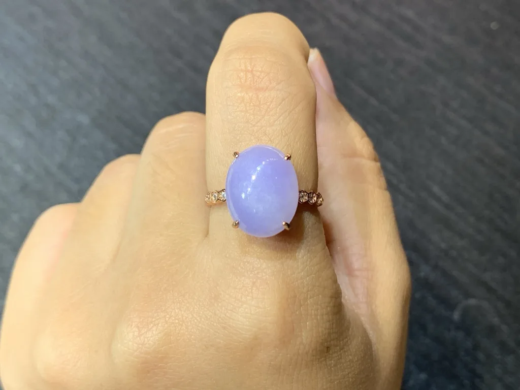 Lavender Natural Jadeite Cabochon Ring — S925 Silver · No. 2816 (photo 5)