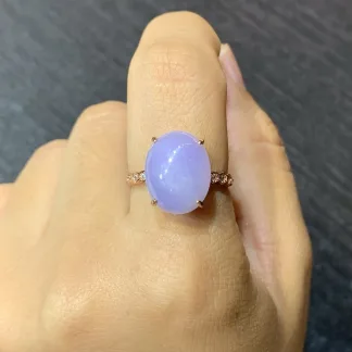 Lavender Natural Jadeite Cabochon Ring — S925 Silver · No. 2816 (photo 5)