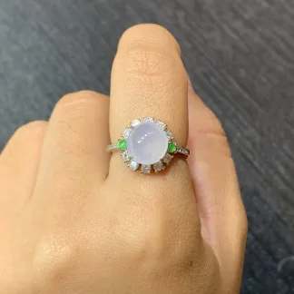 High-Icy Lavender Natural Jadeite Cabochon Ring — S925 Silver · No. 8EA3 (photo 5)