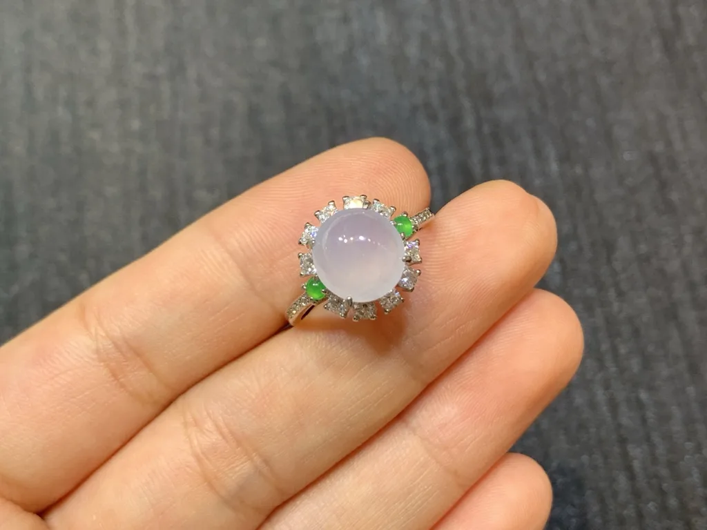 High-Icy Lavender Natural Jadeite Cabochon Ring — S925 Silver · No. 8EA3 (photo 2)