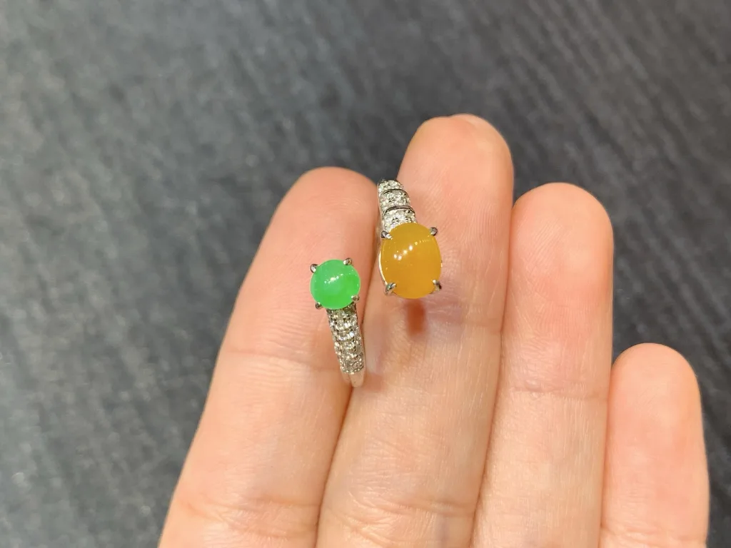 High-Icy Yellow and Green Natural Jadeite Cabochon Ring — S925 Silver · No. 891F (photo 3)