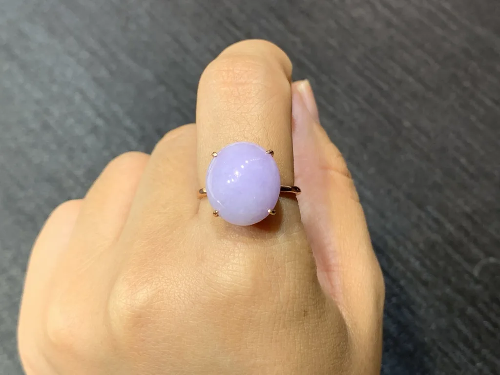 Lavender Natural Jadeite Cabochon Ring — S925 Silver · No. 4DF6 (photo 5)