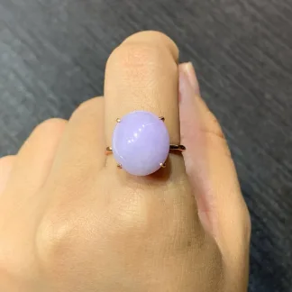 Lavender Natural Jadeite Cabochon Ring — S925 Silver · No. 4DF6 (photo 5)