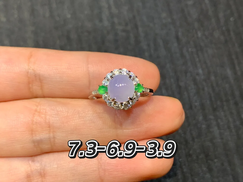 High-Icy Lavender Natural Jadeite Cabochon Ring — S925 Silver · No. 70D6 (photo 1)