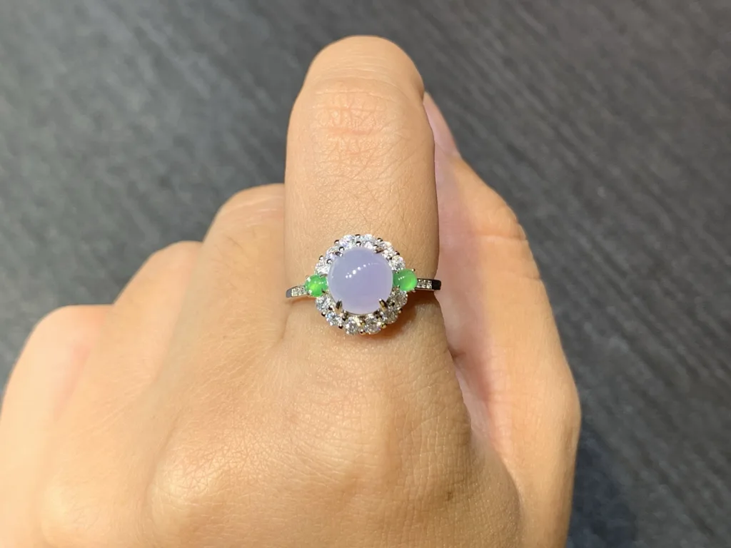 High-Icy Lavender Natural Jadeite Cabochon Ring — S925 Silver · No. 70D6 (photo 5)