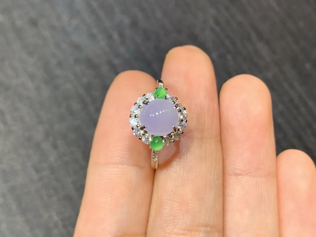 High-Icy Lavender Natural Jadeite Cabochon Ring — S925 Silver · No. 70D6 (photo 3)
