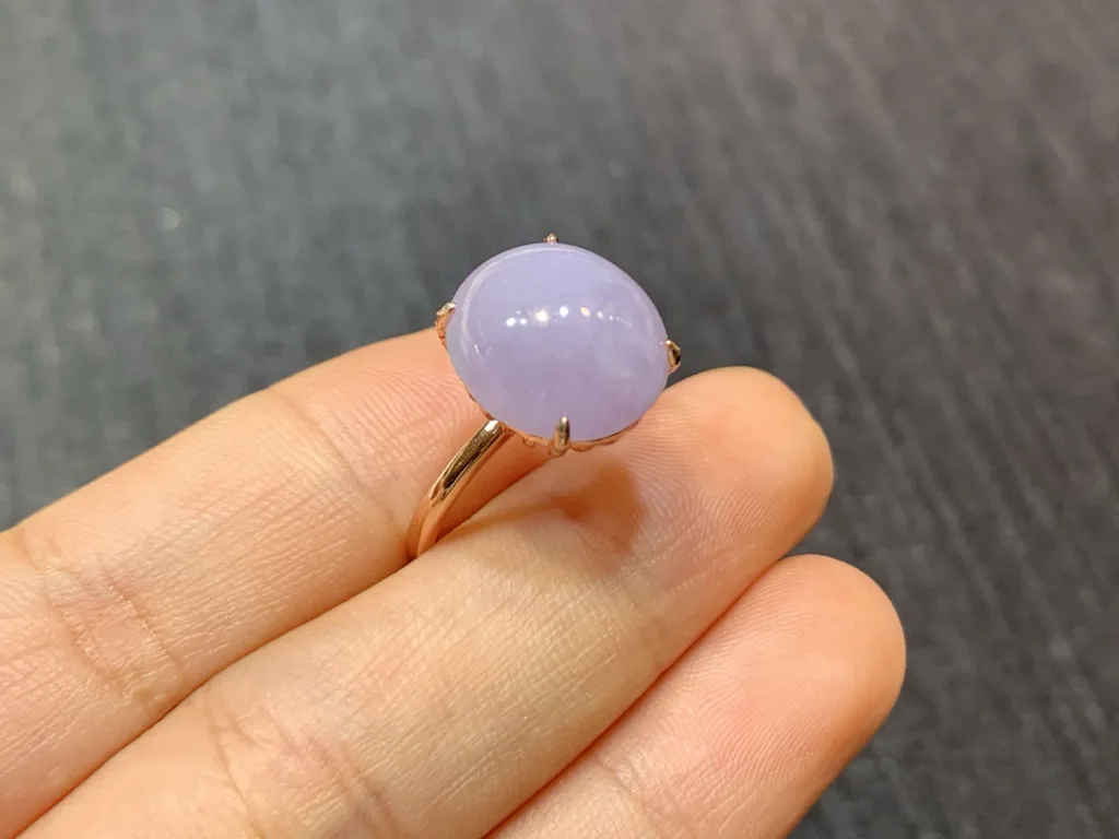 Lavender Natural Jadeite Cabochon Ring — S925 Silver · No. 311A (photo 4)